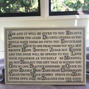The ABCs of Faith Faux Marble Plaque